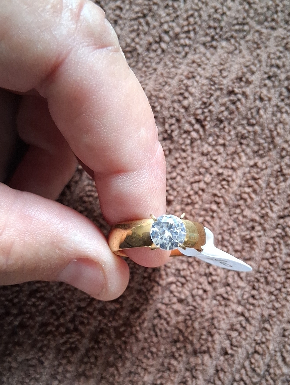 18 KtGold Filled Solitaire Round-Cut CZ Accent Ring - Women Jewelry